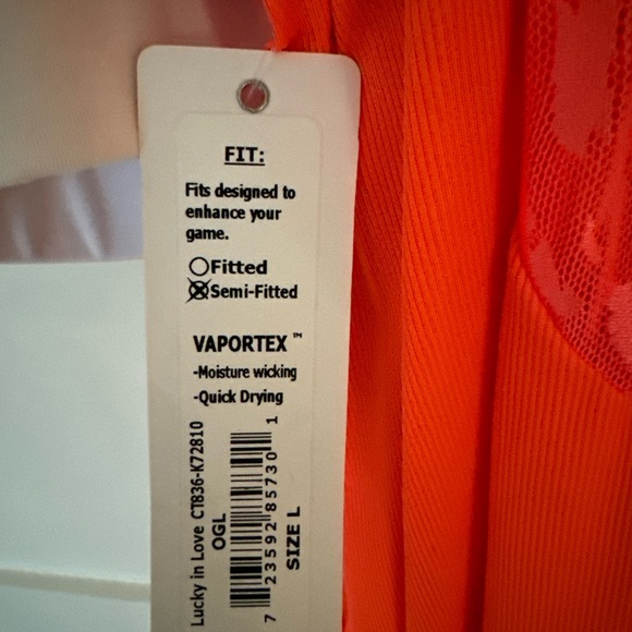 Lucky In Love Women's Tennis Workout Tank Top Size Large Orange Coral - Picture 6 of 6